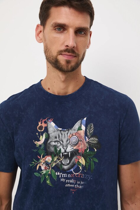 Medicine t-shirt bawełniany męski kolor granatowy z nadrukiem
