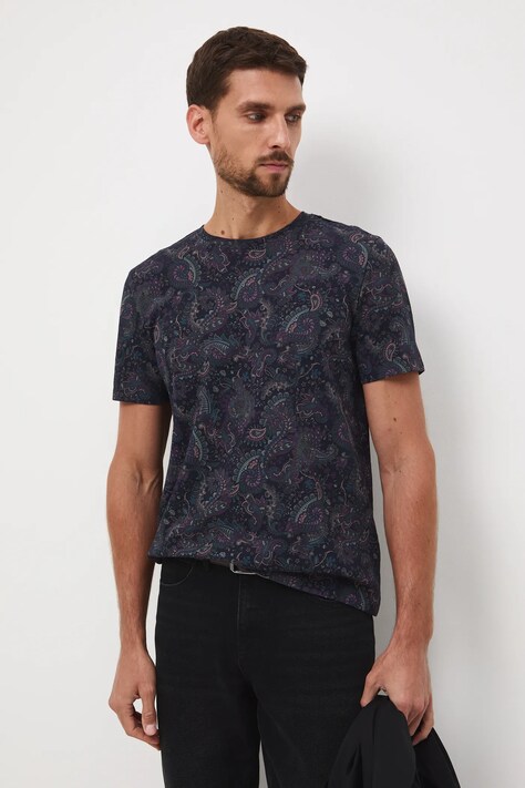 Medicine t-shirt bawełniany męski kolor granatowy wzorzysty