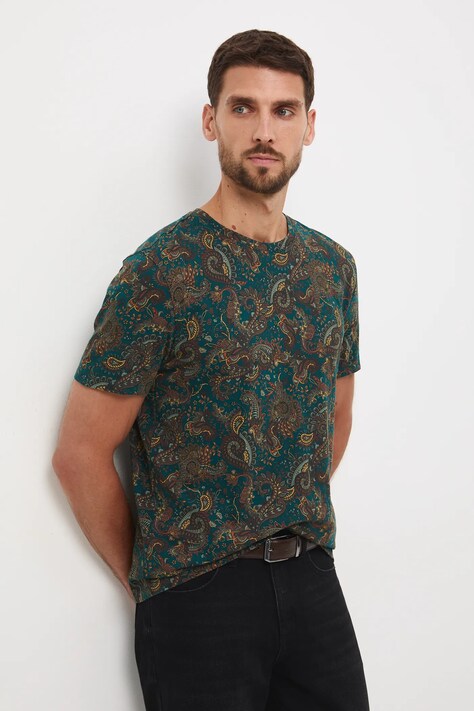Medicine t-shirt bawełniany męski kolor zielony wzorzysty