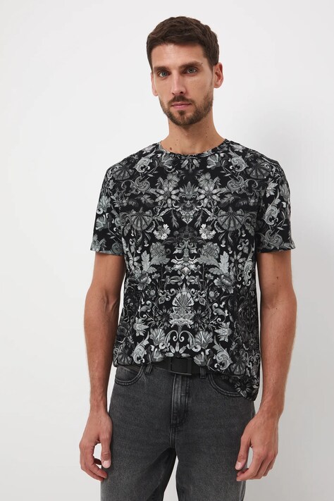 Medicine t-shirt bawełniany męski kolor czarny wzorzysty