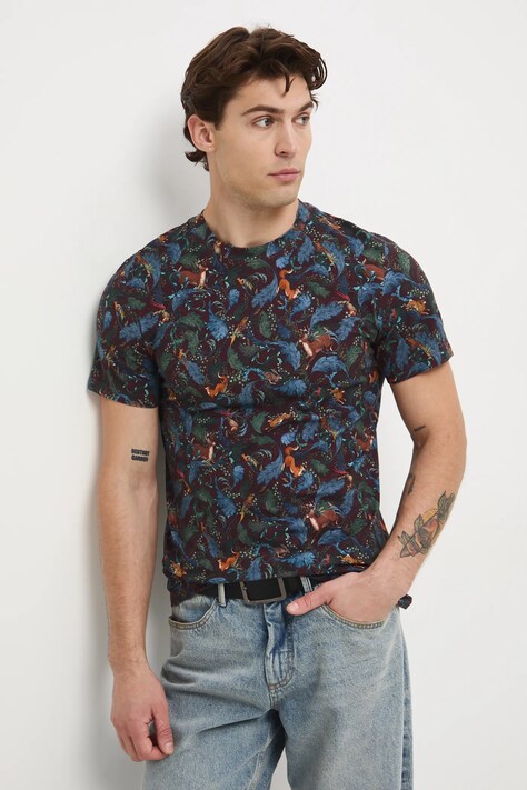 Medicine t-shirt bawełniany męski kolor bordowy wzorzysty