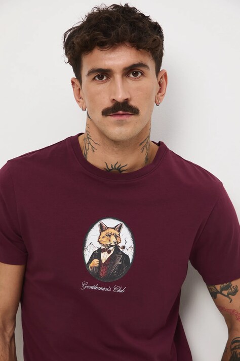 Medicine t-shirt męski kolor bordowy z nadrukiem
