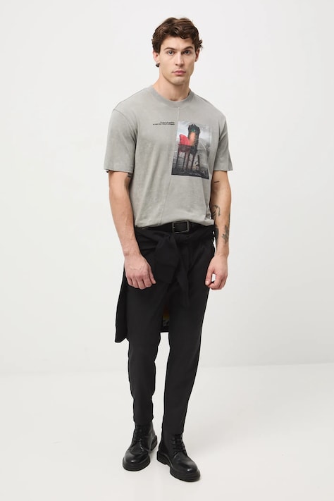 T-shirt bawełniany męski z kolekcji Zdzisław Beksiński x Medicine kolor szary RW25-TSMA52