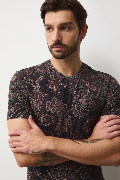 Medicine t-shirt bawełniany męski kolor brązowy wzorzysty