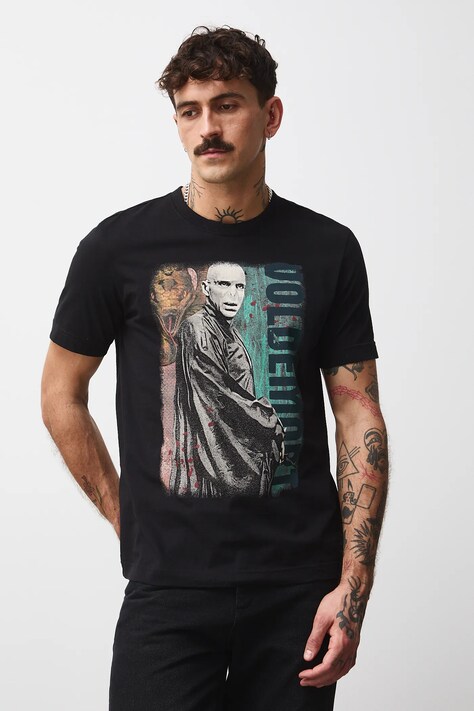 T-shirt bawełniany męski z kolekcji Harry Potter kolor czarny RW25-TSMB50