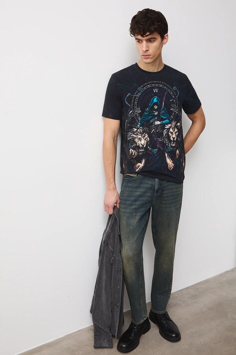 Medicine t-shirt męski kolor czarny wzorzysty