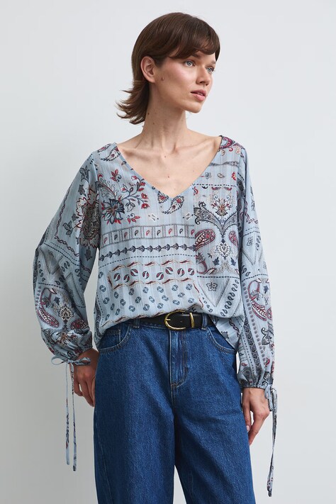 Bluzka damska paisley niebieska RW26-BDD307