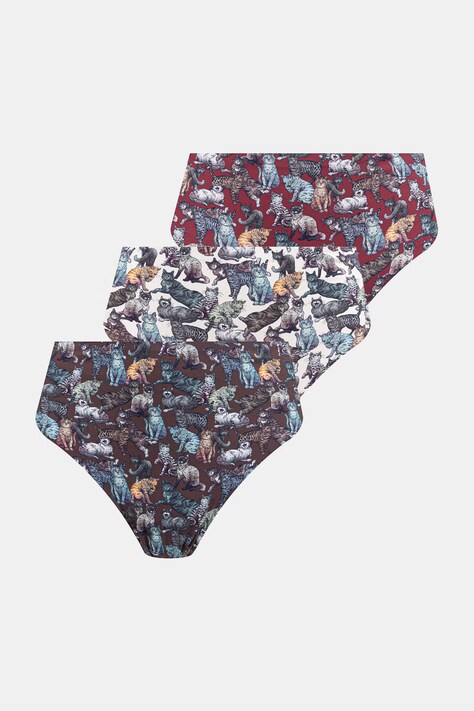 Figi damskie z motywem zwierzęcym 3-pack multicolor RW26-BID305