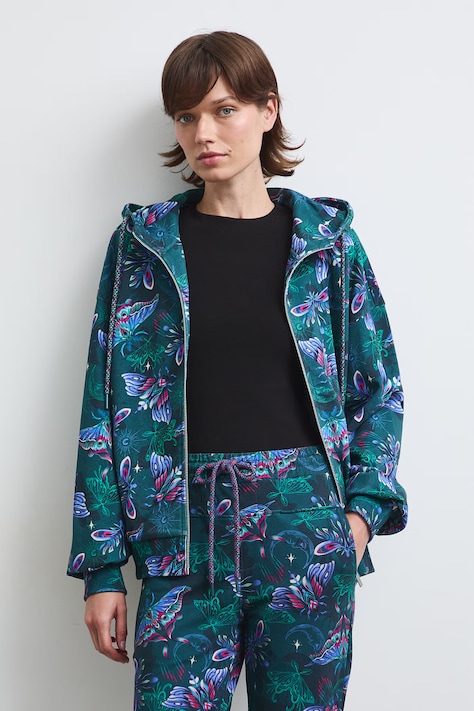 Bluza rozpinana z kapturem damska bawełniana turkusowa RW26-BLD030