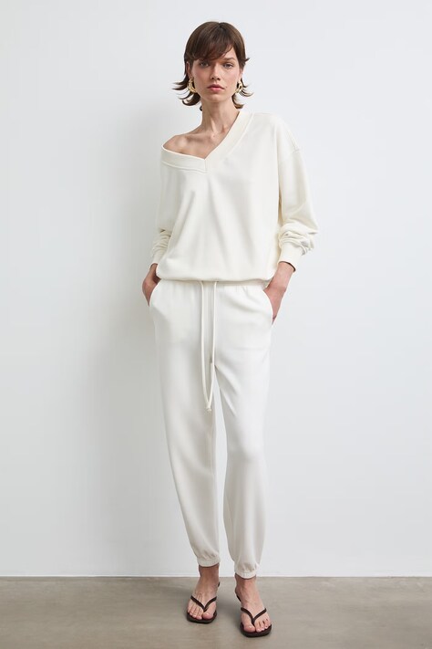 Bluza damska z bawełną gładka beżowa RW26-BLD032