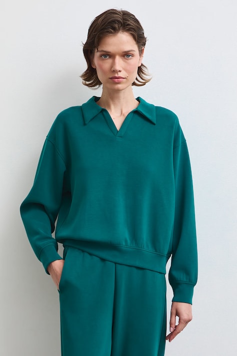 Bluza damska z modalem gładka turkusowa RW26-BLD400