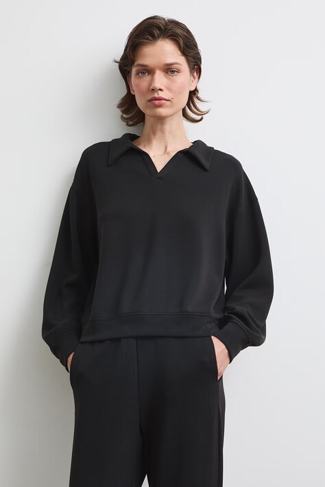 Bluza damska z modalem gładka czarna RW26-BLD400
