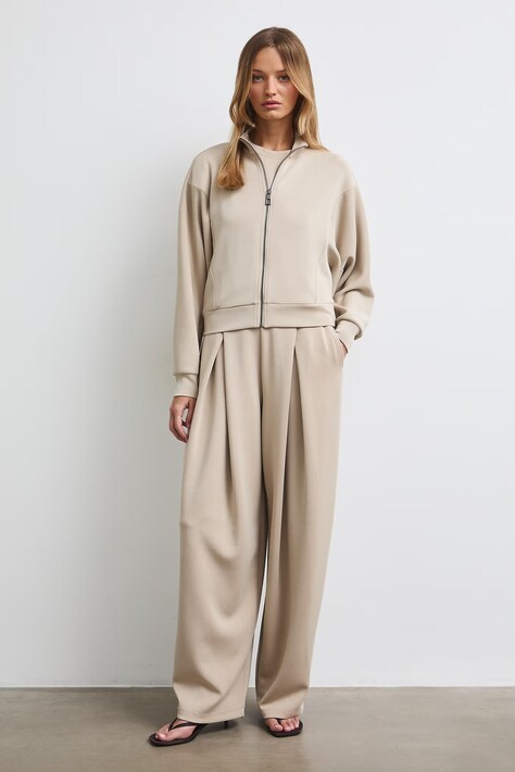 Bluza rozpinana damska z modalem gładka beżowa RW26-BLD401