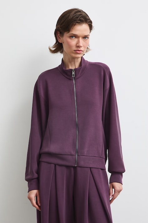 Bluza rozpinana damska z modalem gładka fioletowa RW26-BLD401