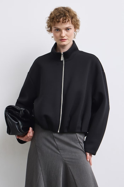 Bluza rozpinana damska gładka czarna RW26-BLD503
