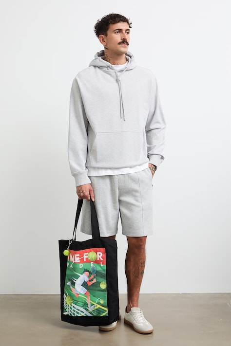 Bluza z kapturem męska z bawełną szara RW26-BLM100