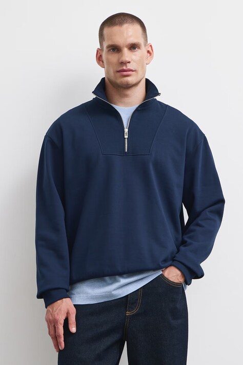 Bluza męska z bawełną granatowa RW26-BLM500