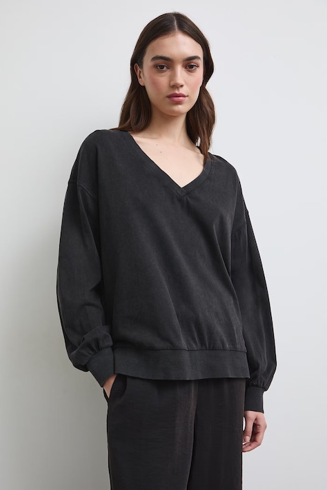Longsleeve damski bawełniany gładki szary RW26-BUD010