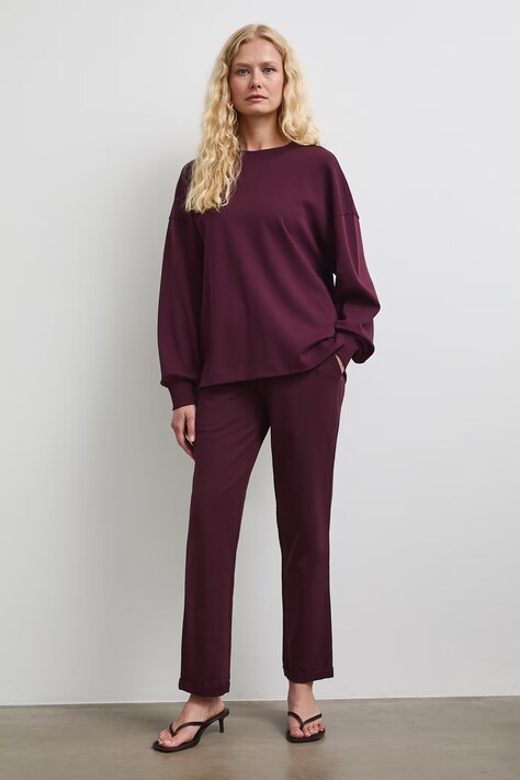 Longsleeve damski bawełniany gładki bordowy RW26-BUD013