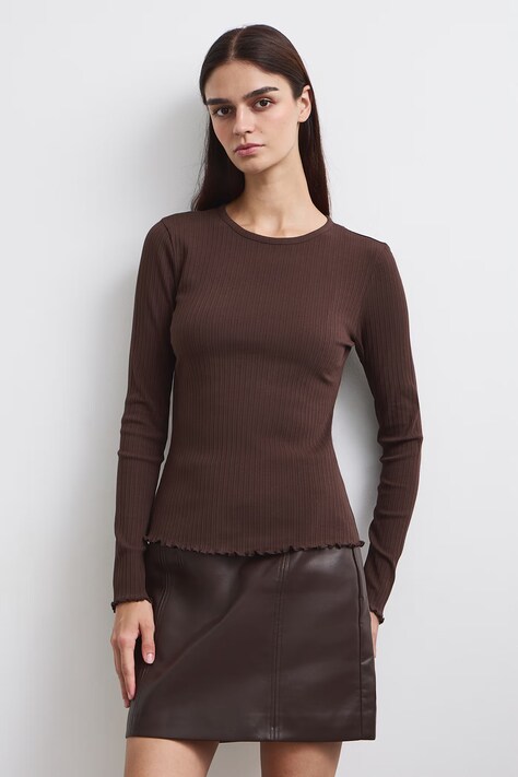 Medicine Longsleeve pentru femei din bumbac cu elastan maro