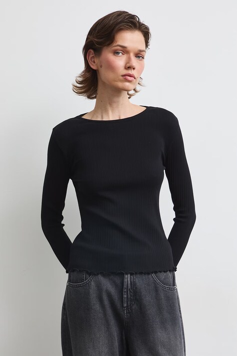Medicine longsleeve damski bawełniany z elastanem czarny