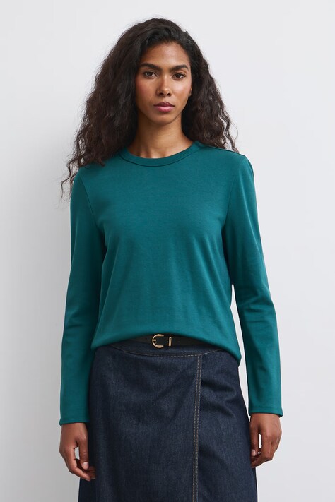 Longsleeve damski bawełniany z elastanem interlock turkusowy RW26-BUD052