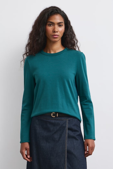 Longsleeve damski bawełniany z elastanem interlock turkusowy RW26-BUD052