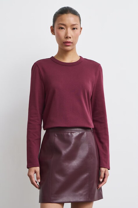 Longsleeve damski bawełniany z elastanem interlock bordowy RW26-BUD052