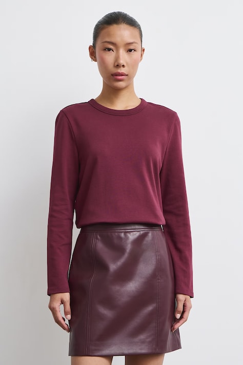 Longsleeve damski bawełniany z elastanem interlock bordowy RW26-BUD052