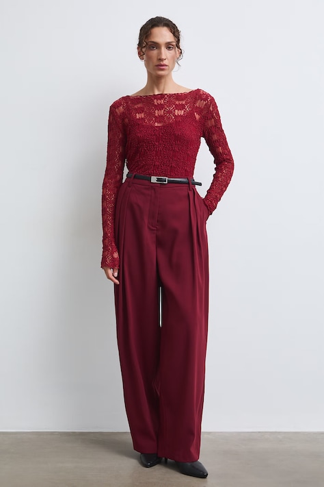 Longsleeve damski koronkowy bordowy RW26-BUD302
