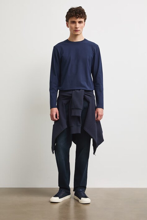 Medicine longsleeve męski bawełniany z elastanem granatowy