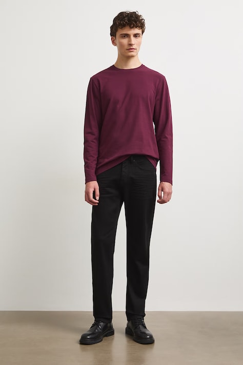 Longsleeve męski bawełniany z elastanem gładki bordowy RW26-BUM030