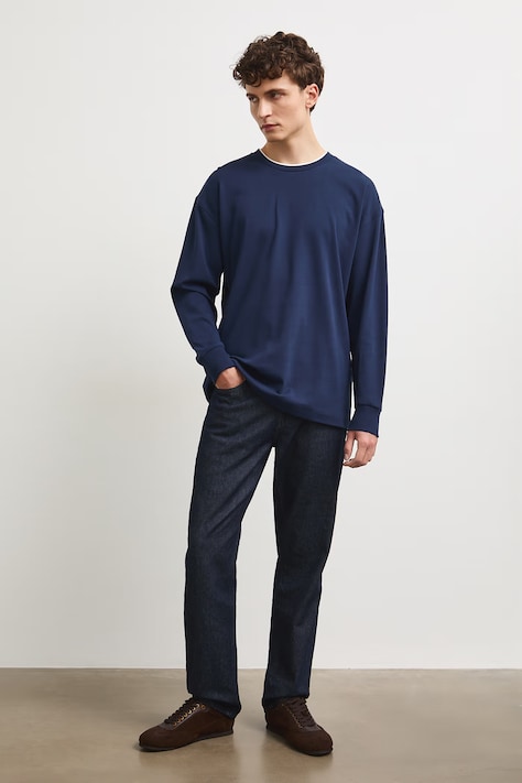 Medicine longsleeve męski bawełniany granatowy