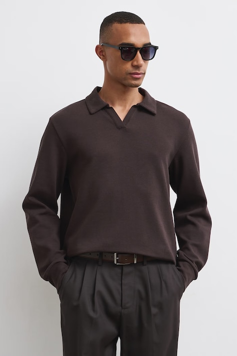 Longsleeve męski interlock brązowy RW26-BUM604