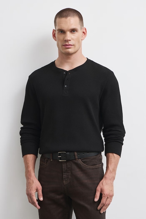 Longsleeve męski z fakturą czarny RW26-BUM702
