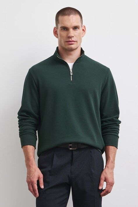 Longsleeve męski gładki z fakturą turkusowy RW26-BUM703