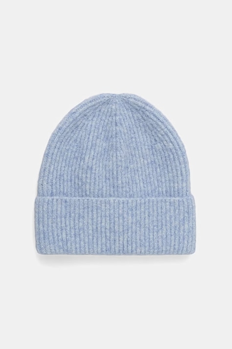 Czapka beanie damska z dodatkiem wełny niebieska RW26-CDD080