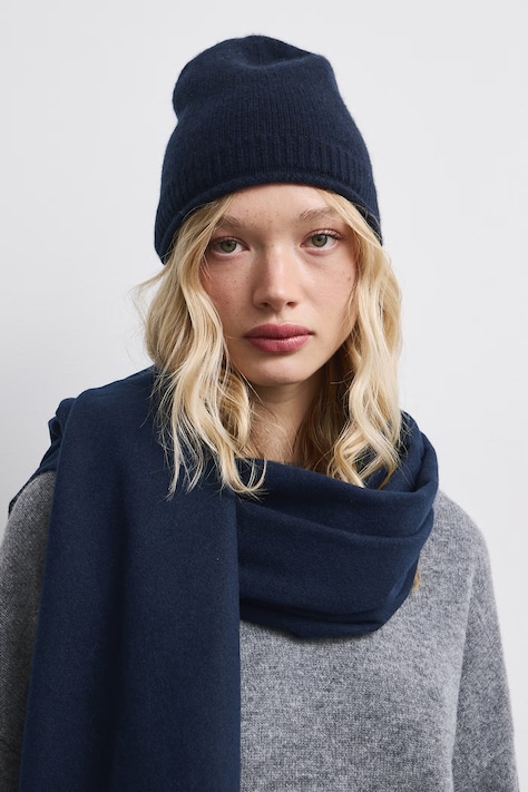Medicine Czapka beanie damska kaszmirowa granatowa