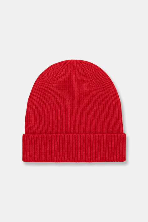 Czapka beanie damska z wełny merino czerwona RW26-CDD710