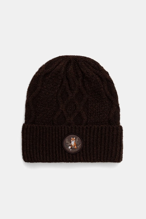 Čiapka beanie dámska s aplikáciou hnedá RW26-CDD806