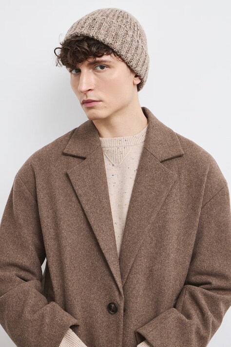 Medicine Czapka beanie męska z wełną beżowa