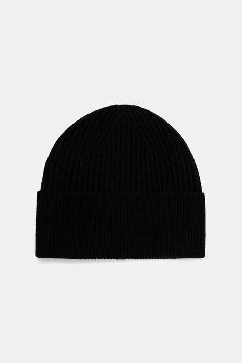 Czapka beanie męska z wełną czarna RW26-CDM708