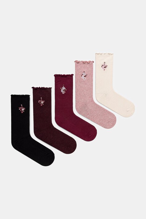 Skarpety 5-pack damskie z bawełną z motywem roślinnym multicolor RW26-LGD514