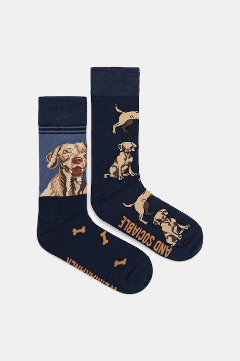 Skarpety 2-pack męskie z bawełną z motywem zwierzęcym multicolor RW26-LGM306