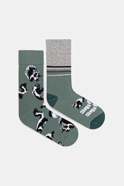 Skarpety 2-pack męskie z bawełną z motywem zwierzęcym multicolor RW26-LGM502