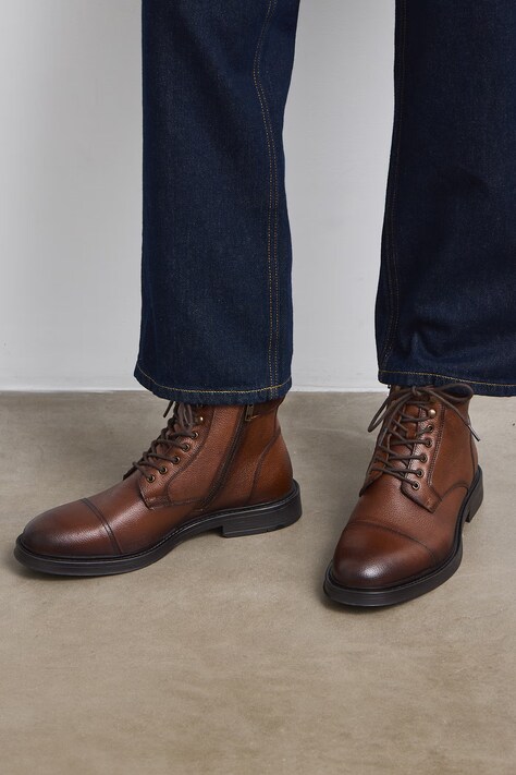 Medicine Buty męskie skórzane brązowe