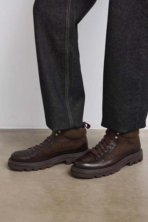 Medicine Buty męskie skórzane brązowe