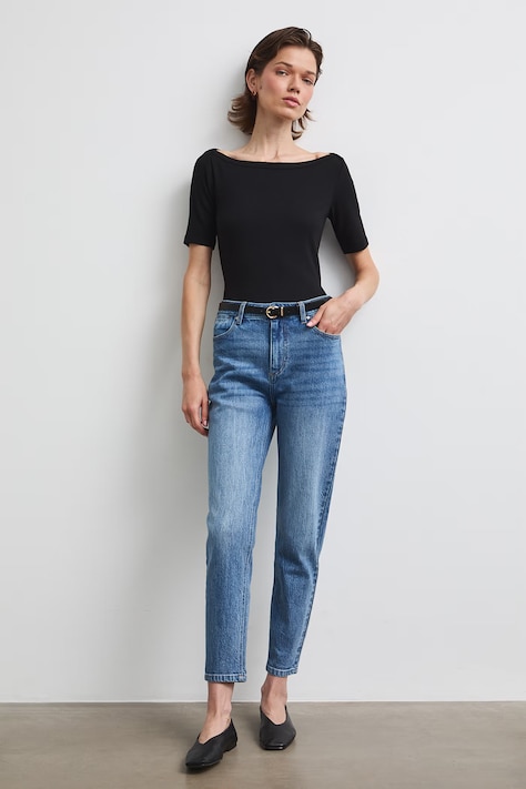 Medicine jeansy mom fit damskie niebieskie