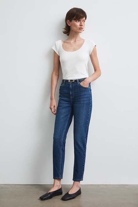 Medicine jeansy mom fit damskie granatowe
