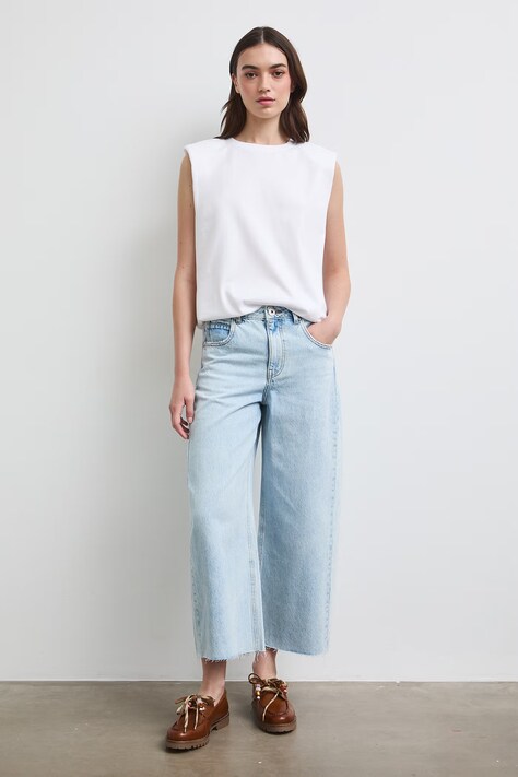 Medicine jeansy wide leg damskie niebieskie